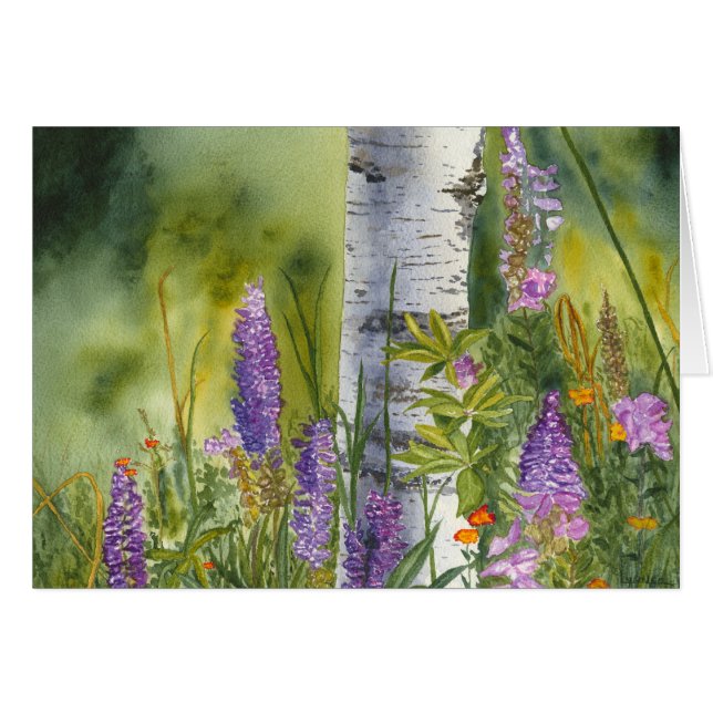 Loupins et bouleaux (Devant horizontal)