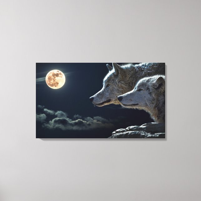 Loups Couple Design toile étirée Imprimer (Recto)