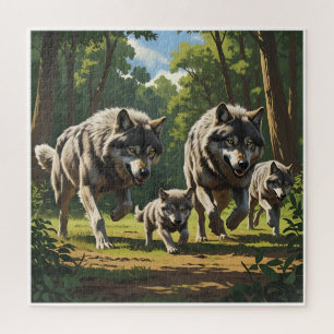 Loups et louveteaux - Puzzle animalier