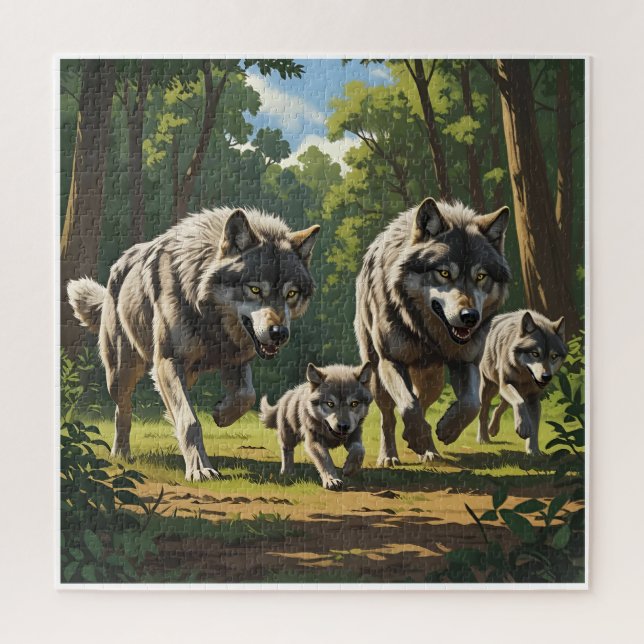 Loups et louveteaux - Puzzle animalier (Vertical)
