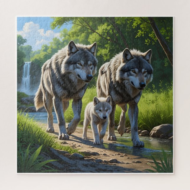 Loups et louveteaux - Puzzle d'animaux (Vertical)