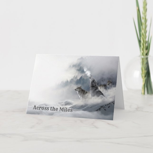 Loups hurler dans la carte de voeux d'hiver (Devant)