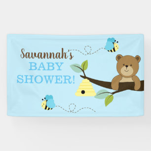 L'ours Brown avec le bleu gaffent la bannière de