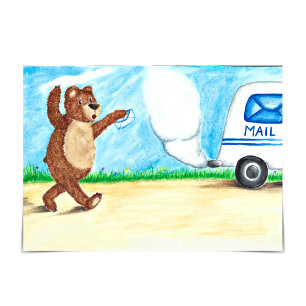L'ours coule à la poste Camion avec retard Carte d
