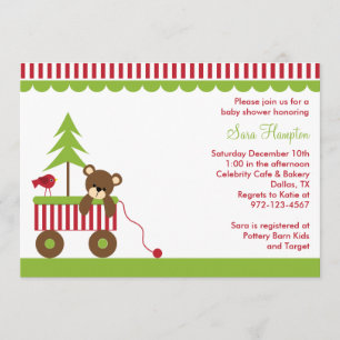 L'ours de Noël dans les Wagon Invitations