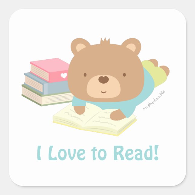 L'Ours En Teddy Aime Lire Les Stickers Enfants (Devant)