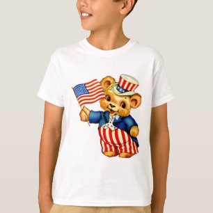 L'ours patriotique vintage badine le T-shirt