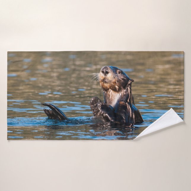 Loutre de mer ensoleillée (Serviette de bain)