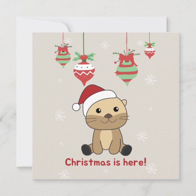 Loutre Noël Neige Animaux d'hiver Invitation de lo (Devant)