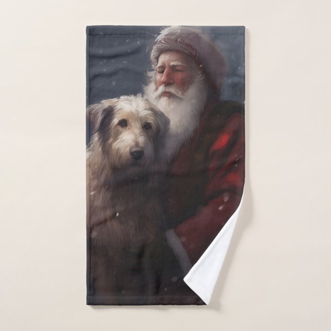Louveteau avec le Père Noël Fête de Noël (Serviette à main)