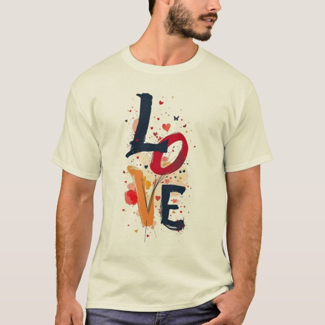 LOVE Abstract Paint Typography T-Shirt – Artistic  (Devant)