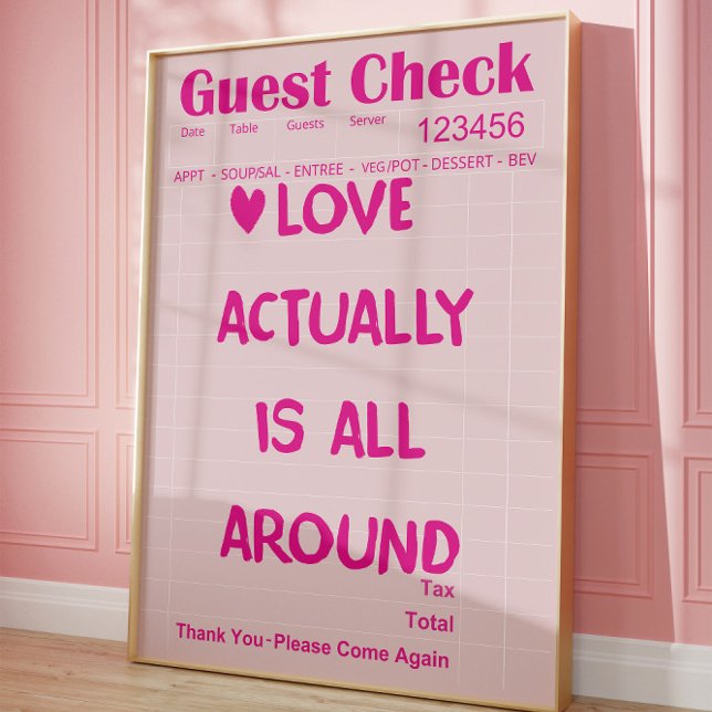 Love Actually Is All Around Guest Check Poster (Créateur téléchargé)