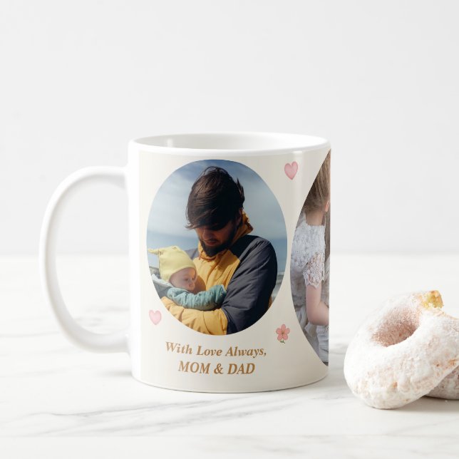 Love Always – Mom & Dad 3-Photo Custom Mug (Avec donut)