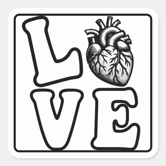 LOVE Anatomical Human Heart Stickers (Devant)