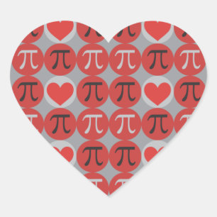 Love and Hearts Pi © - Stickers Cadeau Cute Pi Day