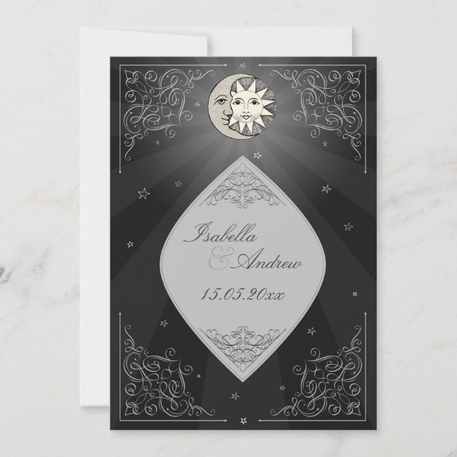 Love and Moon Love - faire-part de mariage classiq (Devant)