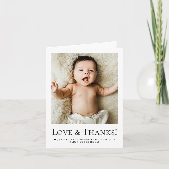 Love and Thanks Baby Photo Faire-part de naissance (Devant)