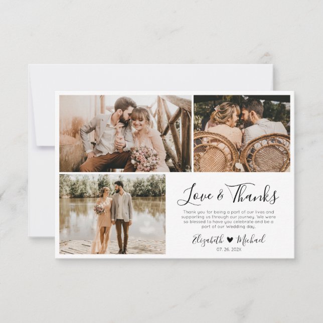 Love and Thanks Mariage Photo Carte de remerciemen (Devant)