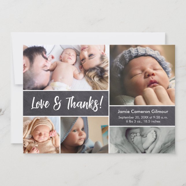 Love and Thanks Photo Collage Baby shower (Devant)