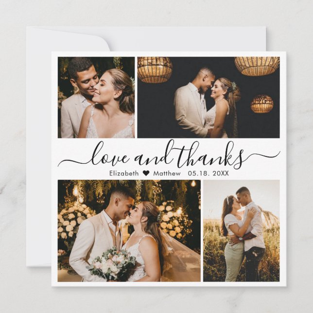 Love and Thanks Script Mariage Photo Merci Car (Devant)