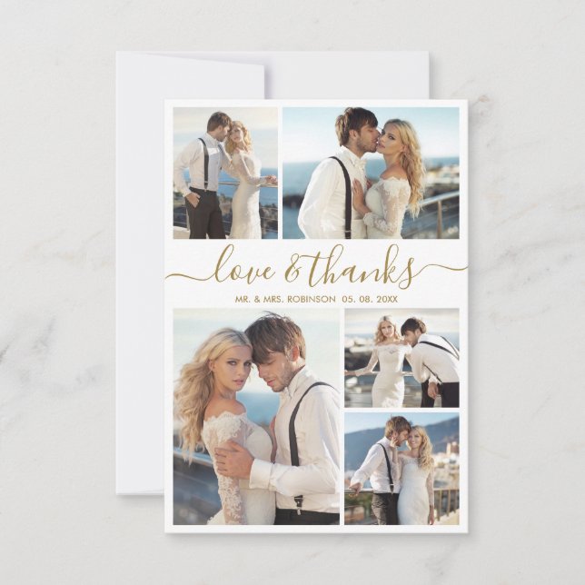 Love and Thanks Script Photo Collage Mariage Merci (Devant)