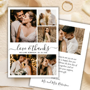 Love and Thanks Script Photo Collage Mariage Merci