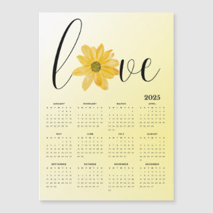 Love and Yellow Flowers 2025 Calendrier magnétique
