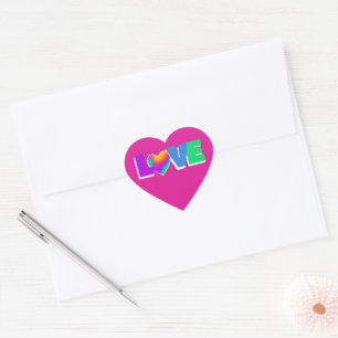 Love Arc-en-ciel Coeur Autocollants en forme de cœ