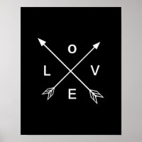 Love Arrow Black and White Poster Wall Art