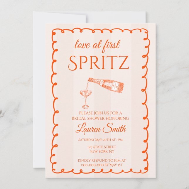 Love at First Spritz Bridal Shower Invitation (Devant)