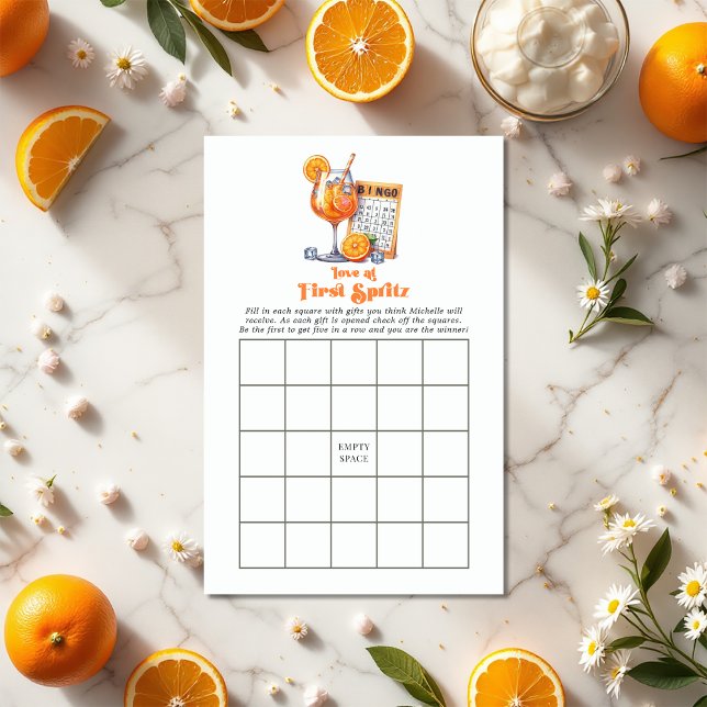 Love at First Spritz Fête des mariées Bingo Jeu (Love at First Spritz Bridal Shower Bingo Game)