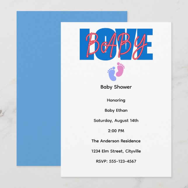 Love Baby Shower Invitation (Devant / Derrière)