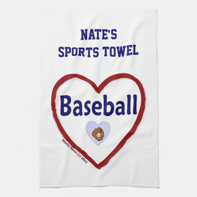 Love Baseball - Serviette de sport (Personnaliser) (Vertical)