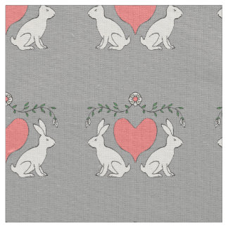 Love Bunny & Hearts Tissu personnalisé Impression 