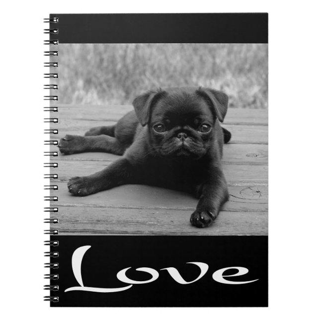 Love Carlin Puppy Dog Black Notebook / Journal (Devant)