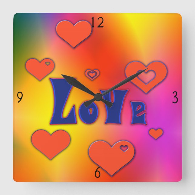 Love Carré horloge murale (Recto)