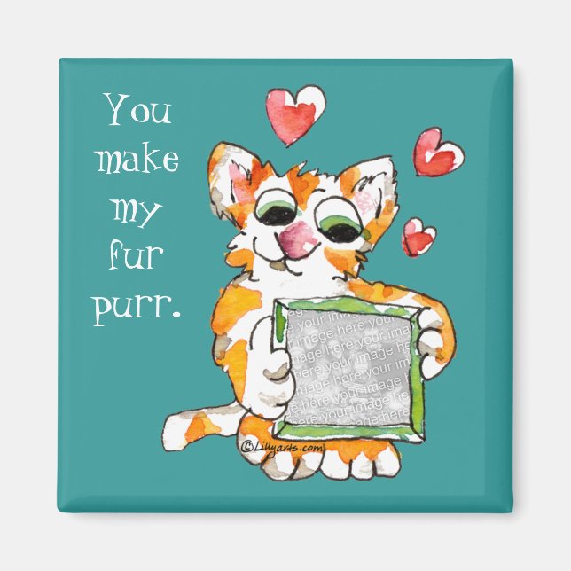 Love Cat With-Your-Photo Magnet Valentine (Devant)