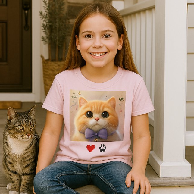 Love Cats Cute Cat Rose Girls T-shirt (cute cat t-shirt for girls that  love animals )