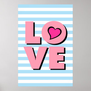 LOVE, coeur rose, poster de typographie, t-shirt,