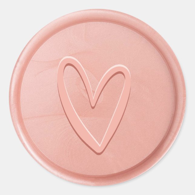 Love Coeur Rose Sticker Cire Rose (Devant)