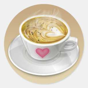 Love Coffee tasse et coeur Sticker Valentine