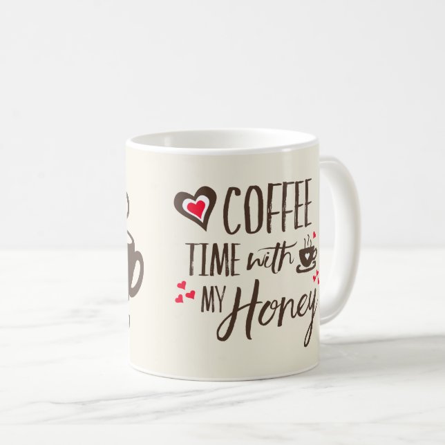 Love Coffee time with my honey Couple's Mug (Devant droit)