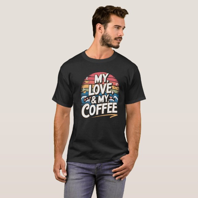 Love Coffee Typographie T-shirt Design (Devant entier)