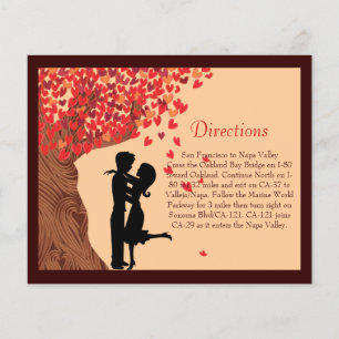 Love Couple Coeurs en chute Chêne Carte de directi