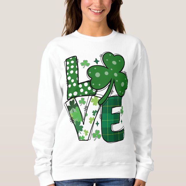 Love Cute Green St Patrick's Day Sweatshirt - C005 (Devant)