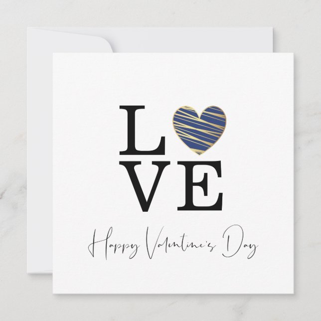 Love Dark Blue Heart Happy Valentine's Day Script (Devant)