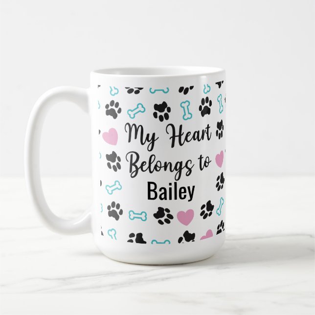 Love dogs Custom Name Photo Mug Gift (Gauche)