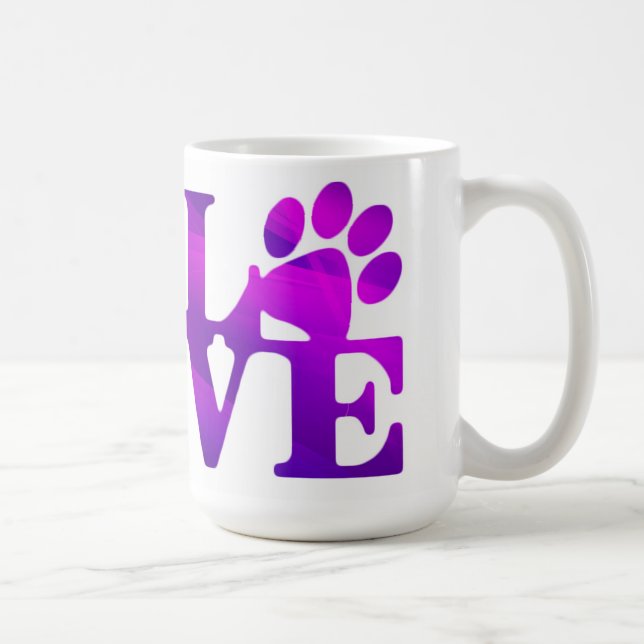 Love Empreintes de pattes café Mug (Droite)