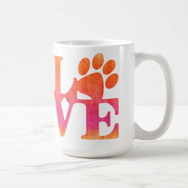 Love Empreintes de pattes café Mug (Droite)