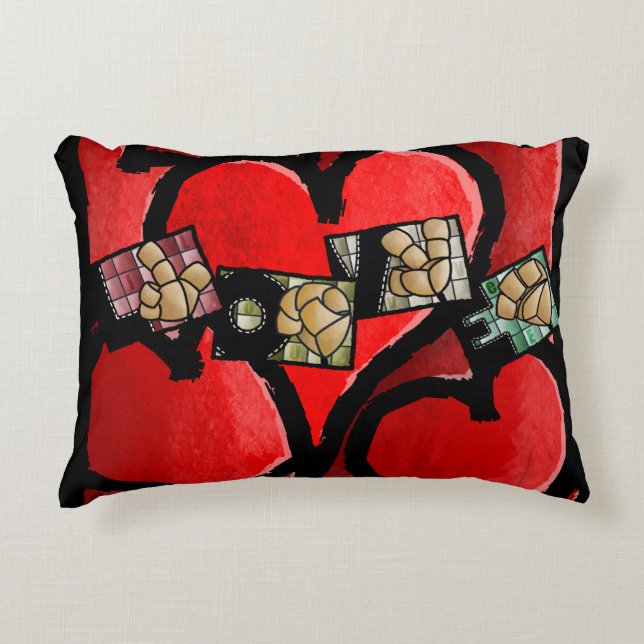 LOVE en langue des signes – Cœur Coussin (Devant)